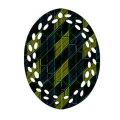 Futuristic Dark Pattern Oval Filigree Ornament (two Sides) by dflcprints