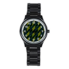 Futuristic Dark Pattern Stainless Steel Round Watch