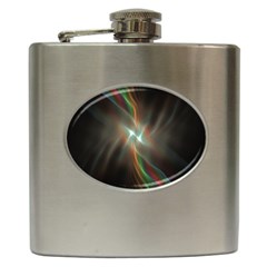 Colorful Waves With Lights Abstract Multicolor Waves With Bright Lights Background Hip Flask (6 Oz) by Simbadda