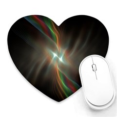 Colorful Waves With Lights Abstract Multicolor Waves With Bright Lights Background Heart Mousepads by Simbadda