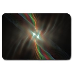 Colorful Waves With Lights Abstract Multicolor Waves With Bright Lights Background Large Doormat  by Simbadda