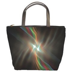 Colorful Waves With Lights Abstract Multicolor Waves With Bright Lights Background Bucket Bags by Simbadda