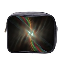 Colorful Waves With Lights Abstract Multicolor Waves With Bright Lights Background Mini Toiletries Bag 2-side by Simbadda