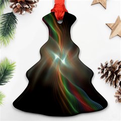 Colorful Waves With Lights Abstract Multicolor Waves With Bright Lights Background Christmas Tree Ornament (two Sides) by Simbadda