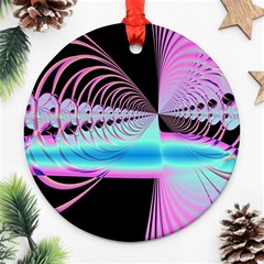 Blue And Pink Swirls And Circles Fractal Ornament (round) by Simbadda