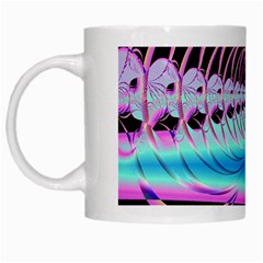 Blue And Pink Swirls And Circles Fractal White Mugs by Simbadda