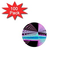 Blue And Pink Swirls And Circles Fractal 1  Mini Magnets (100 Pack)  by Simbadda