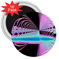 Blue And Pink Swirls And Circles Fractal 3  Magnets (10 Pack)  by Simbadda