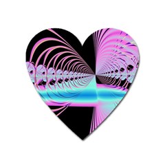 Blue And Pink Swirls And Circles Fractal Heart Magnet by Simbadda