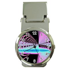 Blue And Pink Swirls And Circles Fractal Money Clip Watches by Simbadda