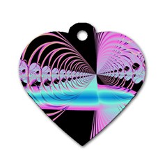 Blue And Pink Swirls And Circles Fractal Dog Tag Heart (one Side) by Simbadda