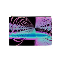 Blue And Pink Swirls And Circles Fractal Cosmetic Bag (medium)  by Simbadda