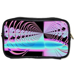 Blue And Pink Swirls And Circles Fractal Toiletries Bags by Simbadda