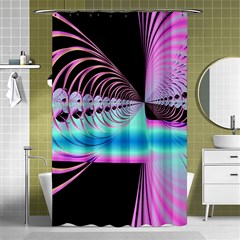 Blue And Pink Swirls And Circles Fractal Shower Curtain 48  X 72  (small)  by Simbadda