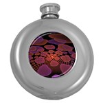 Heart Invasion Background Image With Many Hearts Round Hip Flask (5 oz) Front