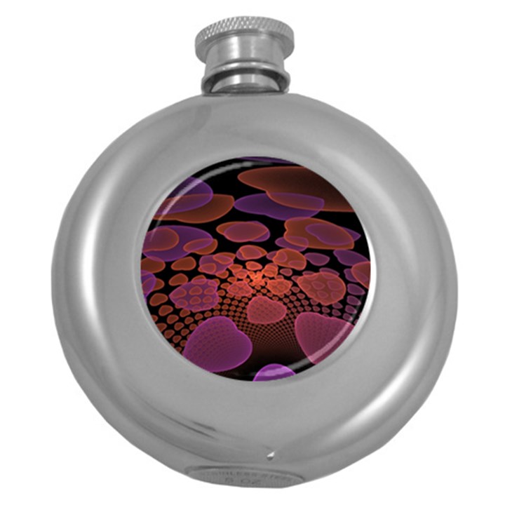 Heart Invasion Background Image With Many Hearts Round Hip Flask (5 oz)