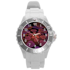 Heart Invasion Background Image With Many Hearts Round Plastic Sport Watch (l) by Simbadda