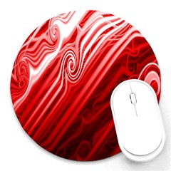 Red Abstract Swirling Pattern Background Wallpaper Round Mousepads by Simbadda