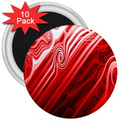 Red Abstract Swirling Pattern Background Wallpaper 3  Magnets (10 Pack)  by Simbadda