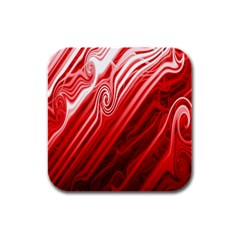 Red Abstract Swirling Pattern Background Wallpaper Rubber Square Coaster (4 Pack)  by Simbadda