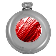 Red Abstract Swirling Pattern Background Wallpaper Round Hip Flask (5 Oz) by Simbadda