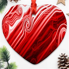 Red Abstract Swirling Pattern Background Wallpaper Heart Ornament (two Sides) by Simbadda