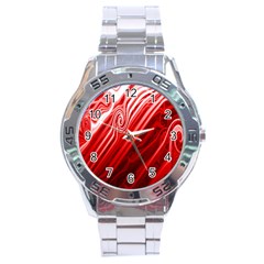 Red Abstract Swirling Pattern Background Wallpaper Stainless Steel Analogue Watch by Simbadda