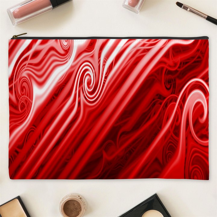 Red Abstract Swirling Pattern Background Wallpaper Cosmetic Bag (XXXL) 