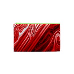 Red Abstract Swirling Pattern Background Wallpaper Cosmetic Bag (xs) by Simbadda