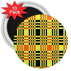 Yellow Orange And Black Background Plaid Like Background Of Halloween Colors Orange Yellow And Black 3  Magnets (10 Pack)  by Simbadda