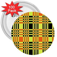 Yellow Orange And Black Background Plaid Like Background Of Halloween Colors Orange Yellow And Black 3  Buttons (100 Pack)  by Simbadda