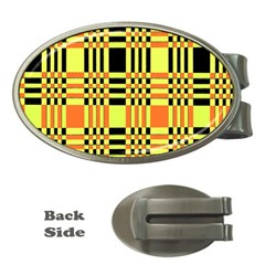 Yellow Orange And Black Background Plaid Like Background Of Halloween Colors Orange Yellow And Black Money Clips (oval)  by Simbadda