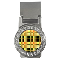 Yellow Orange And Black Background Plaid Like Background Of Halloween Colors Orange Yellow And Black Money Clips (cz)  by Simbadda