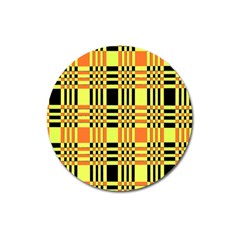 Yellow Orange And Black Background Plaid Like Background Of Halloween Colors Orange Yellow And Black Magnet 3  (round) by Simbadda