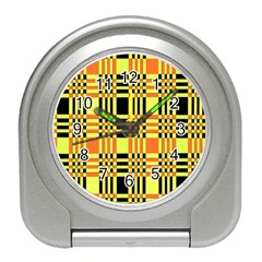 Yellow Orange And Black Background Plaid Like Background Of Halloween Colors Orange Yellow And Black Travel Alarm Clocks by Simbadda