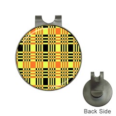 Yellow Orange And Black Background Plaid Like Background Of Halloween Colors Orange Yellow And Black Hat Clips With Golf Markers by Simbadda