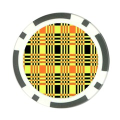 Yellow Orange And Black Background Plaid Like Background Of Halloween Colors Orange Yellow And Black Poker Chip Card Guard by Simbadda