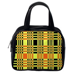 Yellow Orange And Black Background Plaid Like Background Of Halloween Colors Orange Yellow And Black Classic Handbags (one Side) by Simbadda