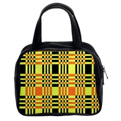 Yellow Orange And Black Background Plaid Like Background Of Halloween Colors Orange Yellow And Black Classic Handbags (2 Sides) by Simbadda