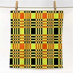 Yellow Orange And Black Background Plaid Like Background Of Halloween Colors Orange Yellow And Black Face Towel by Simbadda