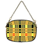 Yellow Orange And Black Background Plaid Like Background Of Halloween Colors Orange Yellow And Black Chain Purses (Two Sides)  Back