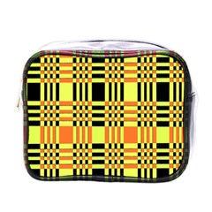 Yellow Orange And Black Background Plaid Like Background Of Halloween Colors Orange Yellow And Black Mini Toiletries Bags by Simbadda