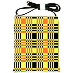 Yellow Orange And Black Background Plaid Like Background Of Halloween Colors Orange Yellow And Black Shoulder Sling Bags by Simbadda