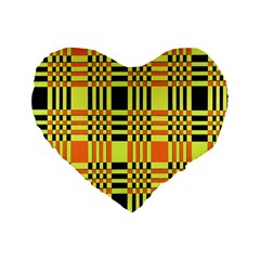 Yellow Orange And Black Background Plaid Like Background Of Halloween Colors Orange Yellow And Black Standard 16  Premium Heart Shape Cushions