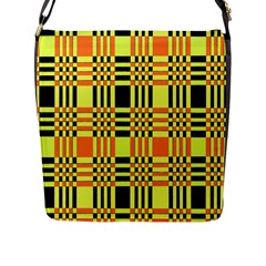 Yellow Orange And Black Background Plaid Like Background Of Halloween Colors Orange Yellow And Black Flap Messenger Bag (l)  by Simbadda