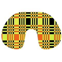 Yellow Orange And Black Background Plaid Like Background Of Halloween Colors Orange Yellow And Black Travel Neck Pillows by Simbadda