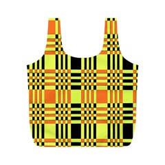 Yellow Orange And Black Background Plaid Like Background Of Halloween Colors Orange Yellow And Black Full Print Recycle Bags (m)  by Simbadda