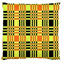 Yellow Orange And Black Background Plaid Like Background Of Halloween Colors Orange Yellow And Black Large Flano Cushion Case (two Sides)