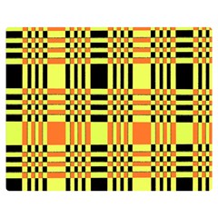 Yellow Orange And Black Background Plaid Like Background Of Halloween Colors Orange Yellow And Black Double Sided Flano Blanket (medium)  by Simbadda