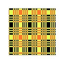 Yellow Orange And Black Background Plaid Like Background Of Halloween Colors Orange Yellow And Black Small Satin Scarf (square) by Simbadda